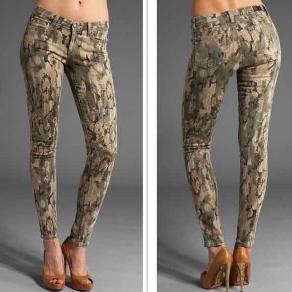 PAIGE Denim - Paige Verdugo Jeggings Camo Snakeskin Green